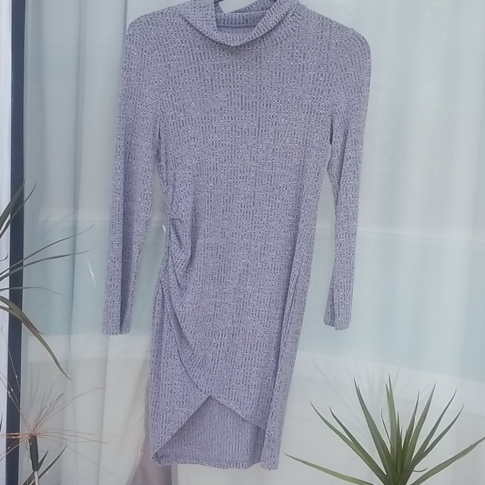 Turtle neck gray long sleeve dress